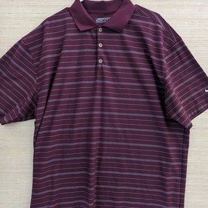 Nike Golf Fit Dry Mens Short Sleeve Polo Maroon Striped 2XL Polyester Stretch
